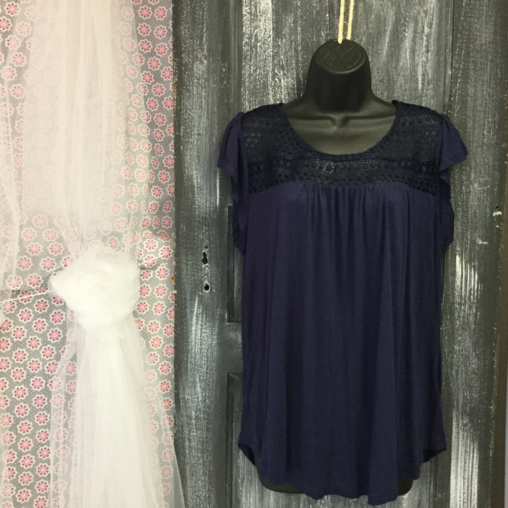 Navy Lace Top